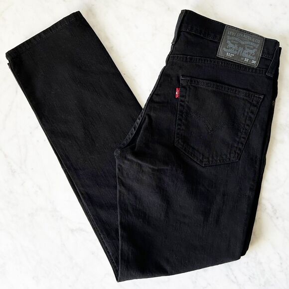 Levi's 511 Slim Fit Black Denim Jeans Zip Fly #04511-4406 Mens W32 x L30 - Picture 1 of 8
